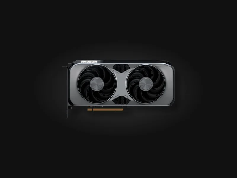 AMD Radeon RX 9070 graphics card, AMD product render (partner boards look different)