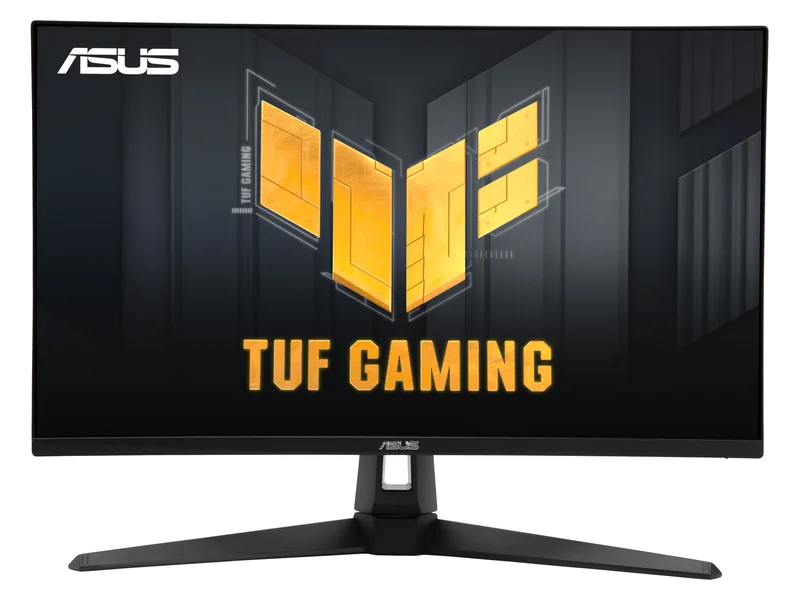 ASUS TUF Gaming VG27AQ3A 27-inch gaming monitor, front view on its stand