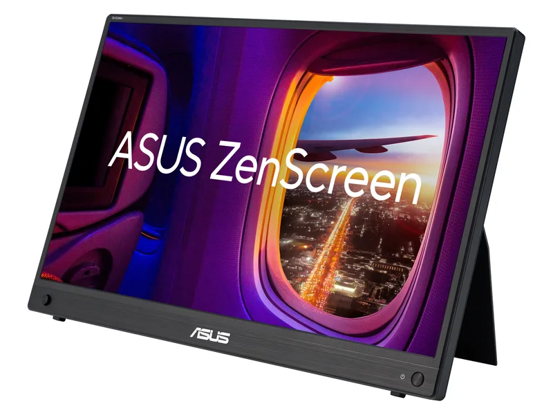 ASUS ZenScreen MB16AHG 15.6-inch portable monitor with kickstand, front three-quarter view