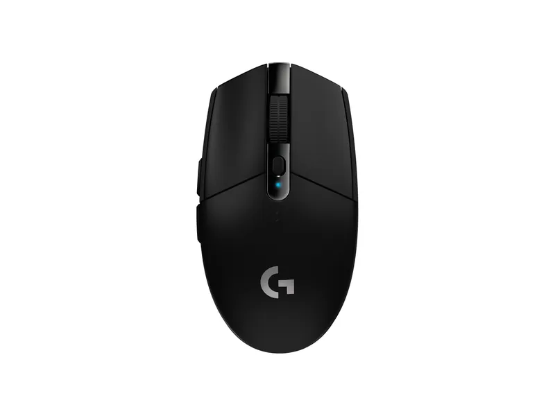 Logitech G305 LIGHTSPEED wireless gaming mouse in black, top view