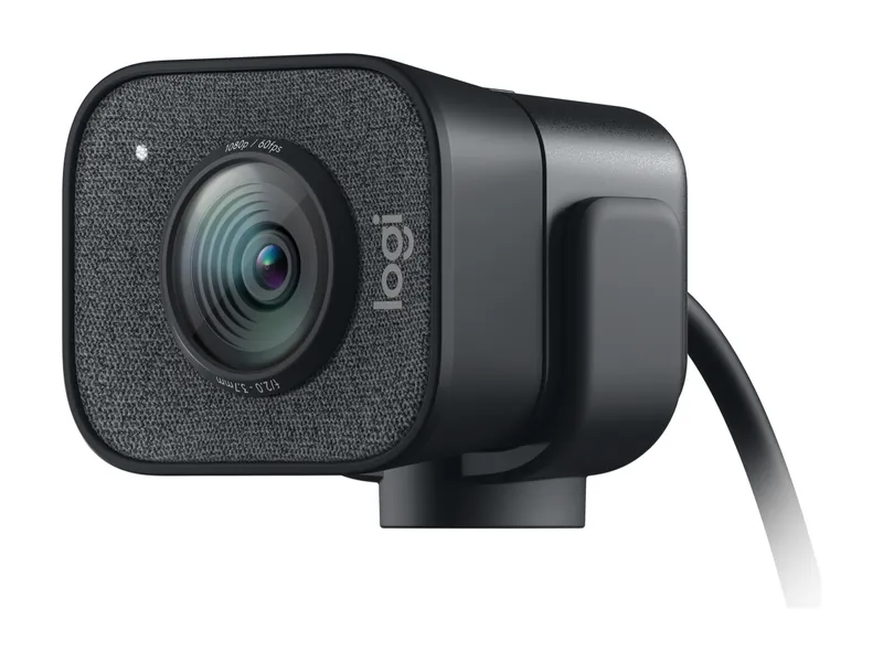 Logitech StreamCam webcam in graphite, angled front view