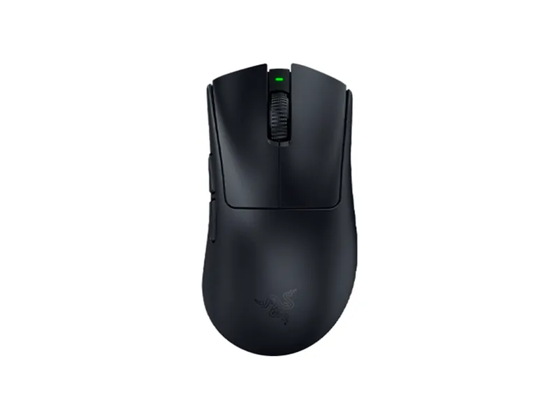 Razer DeathAdder V4 Pro wireless gaming mouse in black, top view